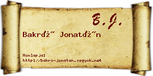 Bakró Jonatán névjegykártya